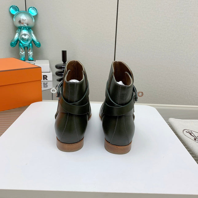 WOMEN'S NEO ANKLE BOOT IN ARMY GREEN CALFSKIN