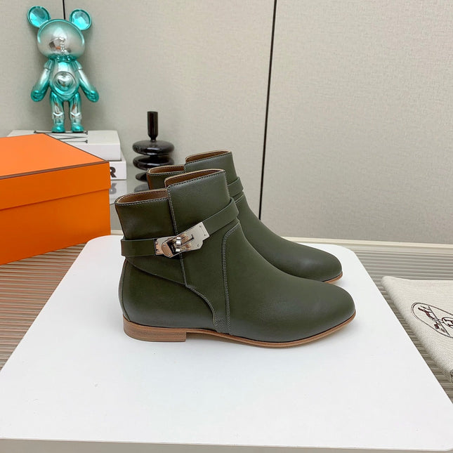 WOMEN'S NEO ANKLE BOOT IN ARMY GREEN CALFSKIN