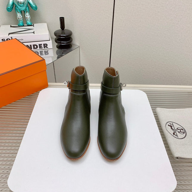 WOMEN'S NEO ANKLE BOOT IN ARMY GREEN CALFSKIN