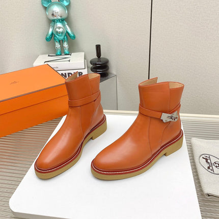 BOTINES HISTORY BOOTS IN SALAMANDER ORANGE CALFSKIN