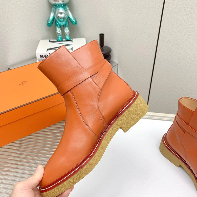 BOTINES HISTORY BOOTS IN SALAMANDER ORANGE CALFSKIN