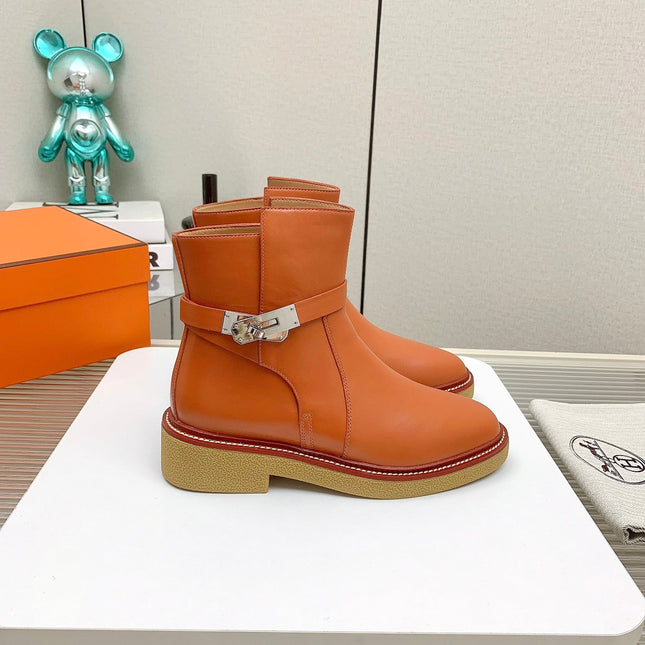 BOTINES HISTORY BOOTS IN SALAMANDER ORANGE CALFSKIN