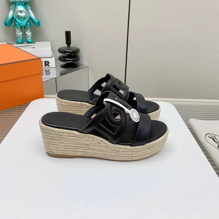 ITHEA 85 MM ESPADRILLE IN BLACK CALFSKIN