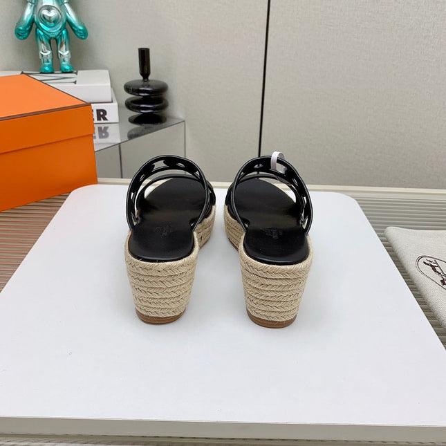 ITHEA 85 MM ESPADRILLE IN BLACK CALFSKIN