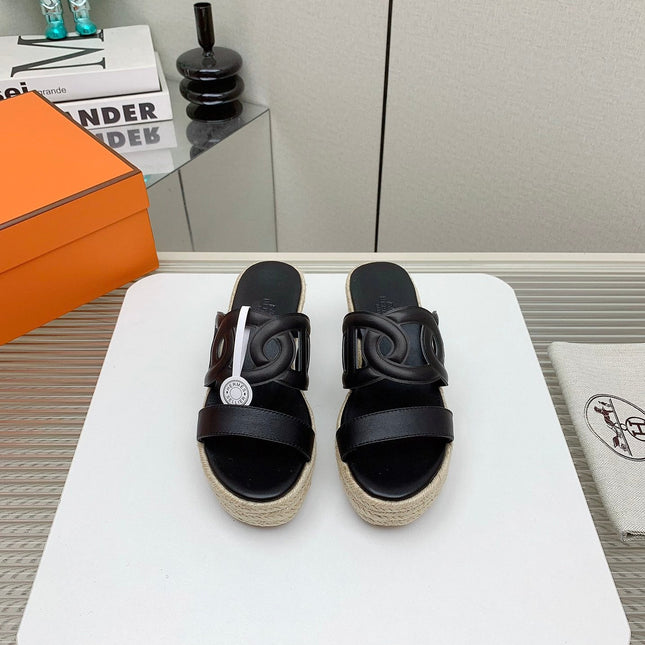 ITHEA 85 MM ESPADRILLE IN BLACK CALFSKIN