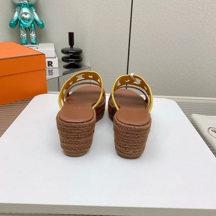 ITHEA 85 MM ESPADRILLE IN BRONZE BROWN AND AMBER YELLOW SUEDE