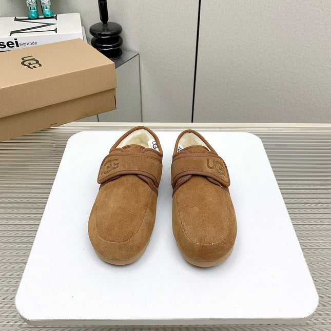 TELFAR SLIPPER IN CIDER BROWN SUEDE AND SHEARLING LINING
