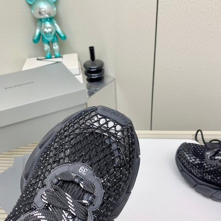 XL FISHNET SNEAKER IN BLACK MESH, POLYURETHANE, POLYESTER WITH RHINESTONES