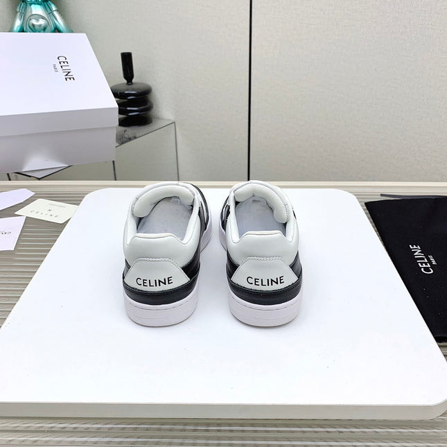 SNEAKER WITH TRIOMPHE IN BLACK AND WHITE CALFSKIN