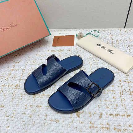 SANDALS IN CLASSIC BLUE SNAKE EMBOSSED CALFSKIN