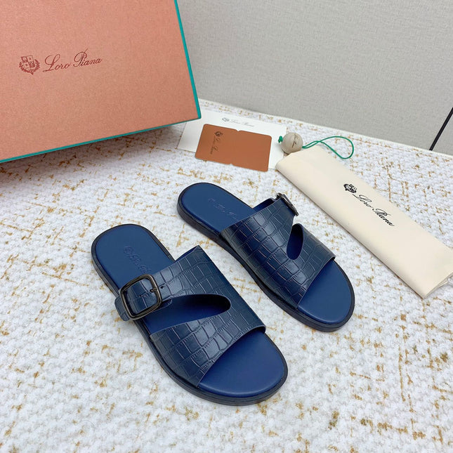 SANDALS IN CLASSIC BLUE SNAKE EMBOSSED CALFSKIN