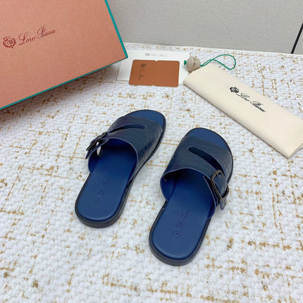 SANDALS IN CLASSIC BLUE SNAKE EMBOSSED CALFSKIN