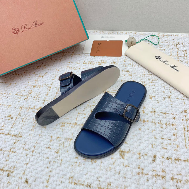 SANDALS IN CLASSIC BLUE SNAKE EMBOSSED CALFSKIN