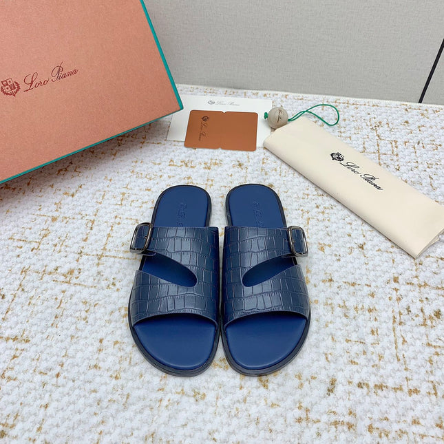 SANDALS IN CLASSIC BLUE SNAKE EMBOSSED CALFSKIN