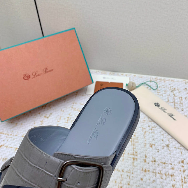 SANDALS IN DARK GRAY SNAKE EMBOSSED CALFSKIN