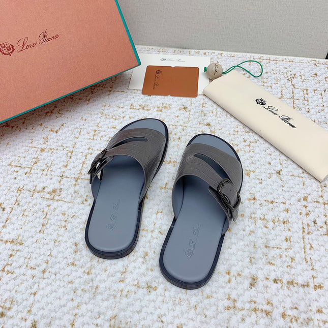 SANDALS IN DARK GRAY SNAKE EMBOSSED CALFSKIN