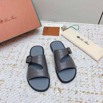 SANDALS IN DARK GRAY SNAKE EMBOSSED CALFSKIN