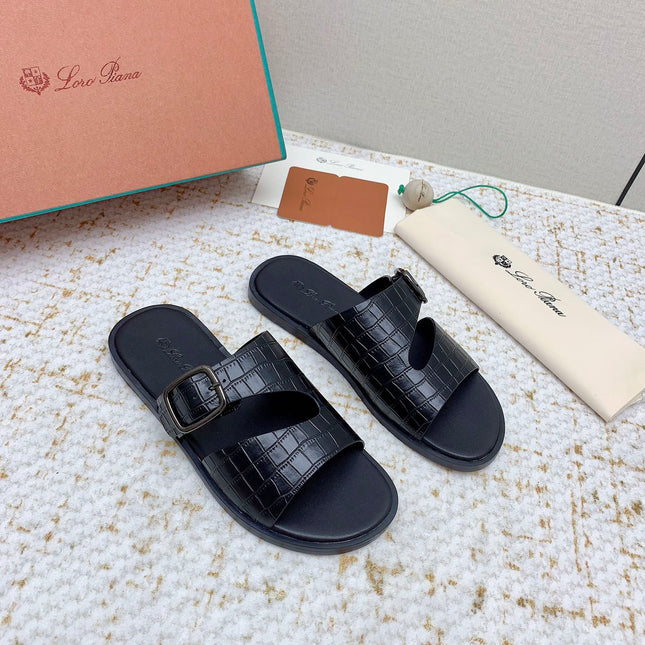 SANDALS IN BLACK SNAKE EMBOSSED CALFSKIN