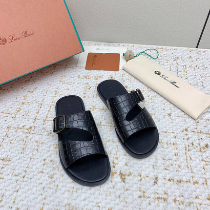 SANDALS IN BLACK SNAKE EMBOSSED CALFSKIN