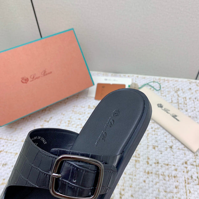 SANDALS IN BLACK SNAKE EMBOSSED CALFSKIN