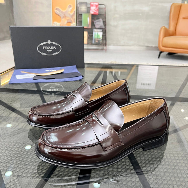 PRA LOAFER IN GLOSSY CHOCOLATE BROWN CALFSKIN