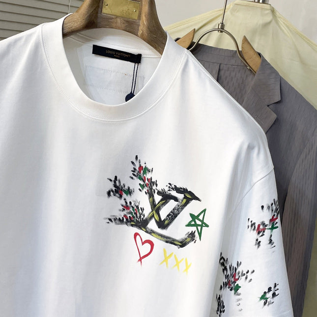 LV T-SHIRT WHITE MIX COLORFUL COTTON 239606