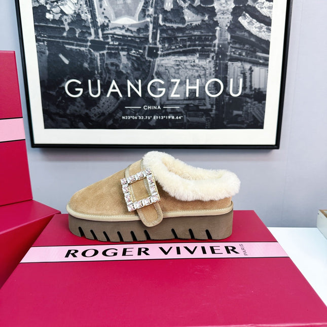 VIV WINTER PLATFORM MULES IN BROWN SUEDE