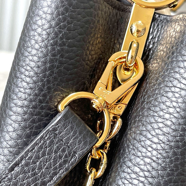 CAPUCINES BB 27 IN BLACK MIX WHITE TAURILLON GOLD HARDWARE