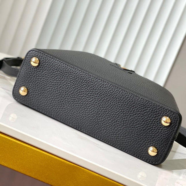 CAPUCINES BB 27 IN BLACK MIX WHITE TAURILLON GOLD HARDWARE