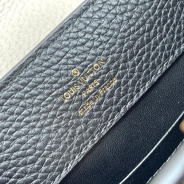 CAPUCINES BB 27 IN BLACK MIX WHITE TAURILLON GOLD HARDWARE