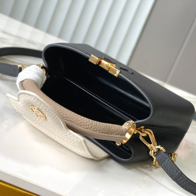 CAPUCINES MINI 21 IN BLACK MIX WHITE TAURILLON GOLD HARDWARE