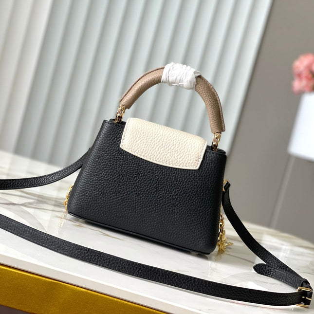CAPUCINES MINI 21 IN BLACK MIX WHITE TAURILLON GOLD HARDWARE