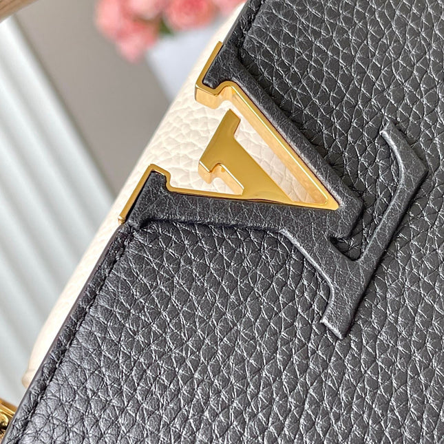 CAPUCINES MINI 21 IN BLACK MIX WHITE TAURILLON GOLD HARDWARE