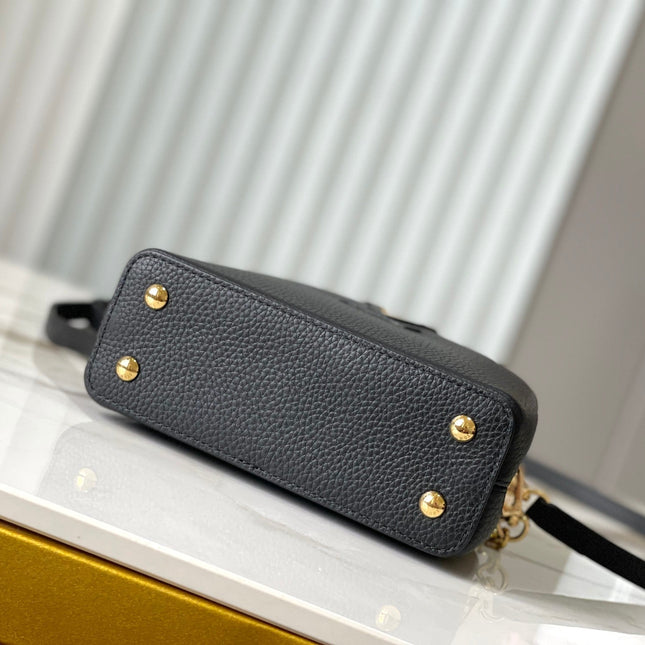 CAPUCINES MINI 21 IN BLACK MIX WHITE TAURILLON GOLD HARDWARE