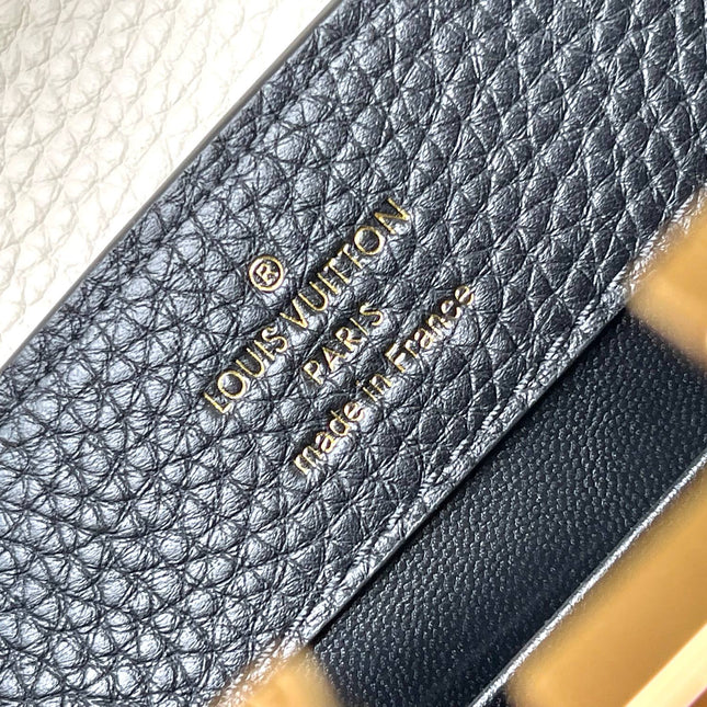 CAPUCINES MINI 21 IN BLACK MIX WHITE TAURILLON GOLD HARDWARE