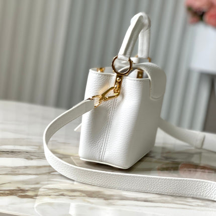 CAPUCINES MINI 21 IN WHITE TAURILLON GOLD HARDWARE