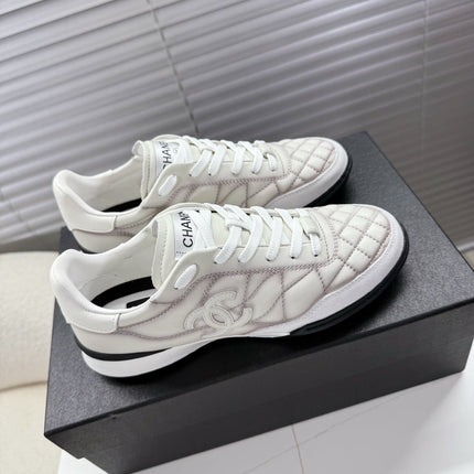 CHANEL 25S TRAINERS WHITE AND LIGHT GRAY IN CALFSKIN