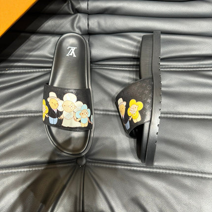 LV SLIPPERS IN BLACK MONOGRAM CALFSKIN