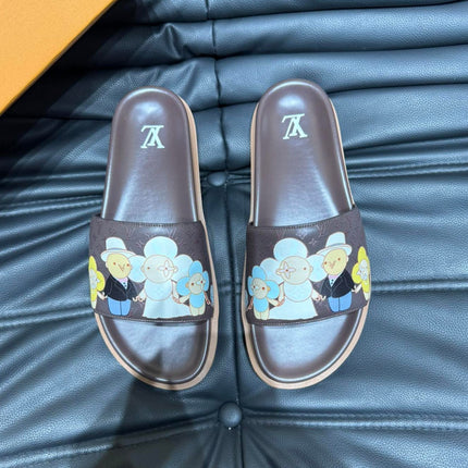 LV SLIPPERS IN CHOCOLATE BROWN MONOGRAM CALFSKIN