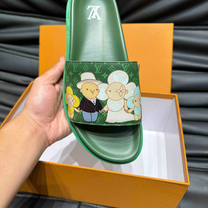 LV SLIPPERS IN SEA GREEN MONOGRAM CALFSKIN