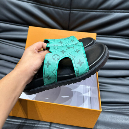 LV OASIS MULE IN SEA GREEN MONOGRAM CALFSKIN