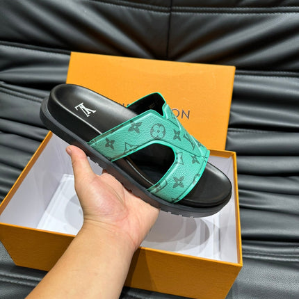 LV OASIS MULE IN SEA GREEN MONOGRAM CALFSKIN