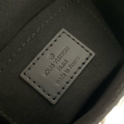 CAMERA BOX BAG 17 IN BLACK MONOGRAM EMBOSSED CALFSKIN SILVER CHAIN