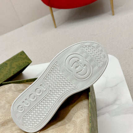 GG TRAINER WHITE CALFSKIN WITH PATTERN