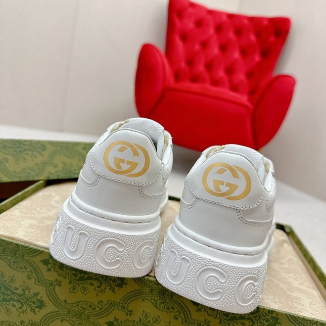 GG TRAINER WHITE CALFSKIN WITH PATTERN