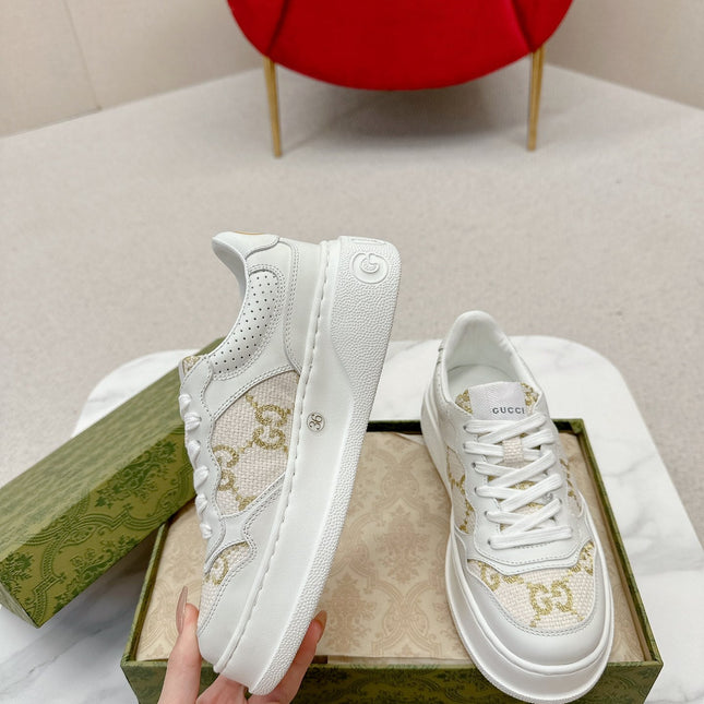 GG TRAINER WHITE CALFSKIN WITH PATTERN