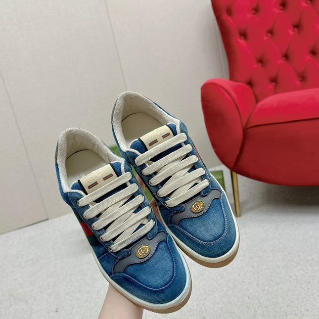 GG WOMEN'S SCREENER TRAINER AEGEAN CALFSKIN