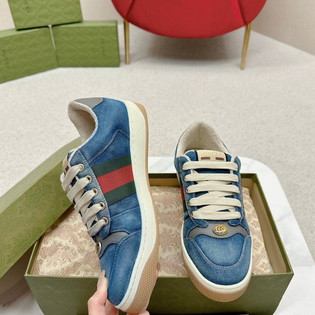 GG WOMEN'S SCREENER TRAINER AEGEAN CALFSKIN