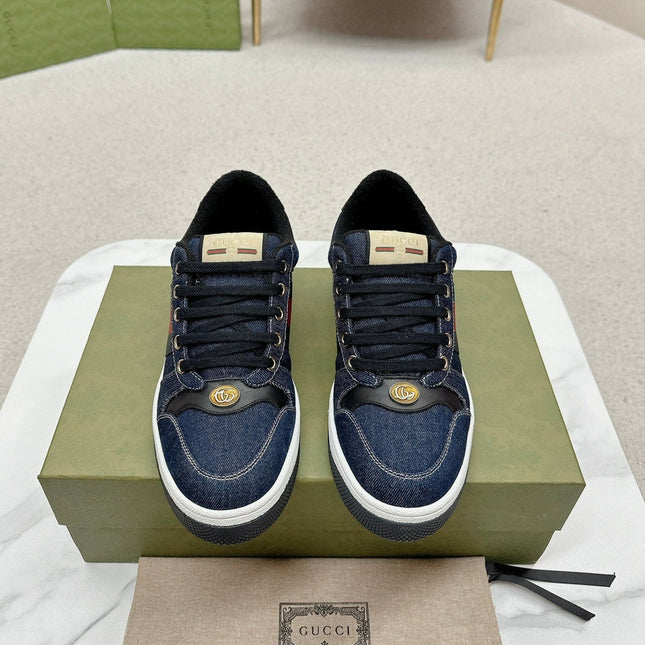 GG WOMEN'S SCREENER TRAINER DENIM CALFSKIN