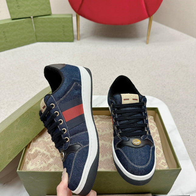 GG WOMEN'S SCREENER TRAINER DENIM CALFSKIN